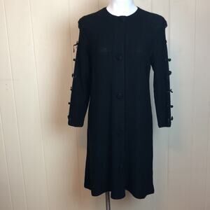 Vintage Steve Fabrikant Black Wool Sweater Dress Medium Evening Party Cocktail